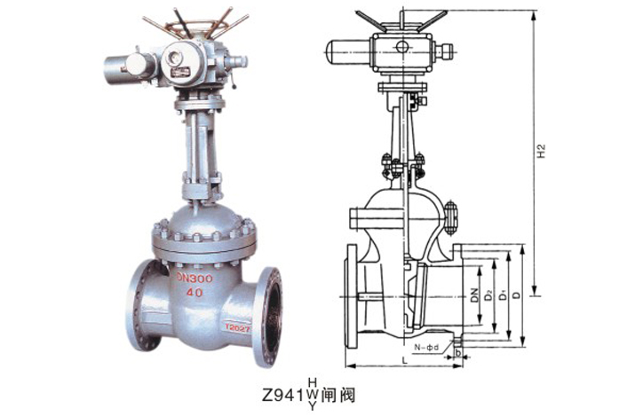 Z941H/W/Y电动铸钢闸阀结构图