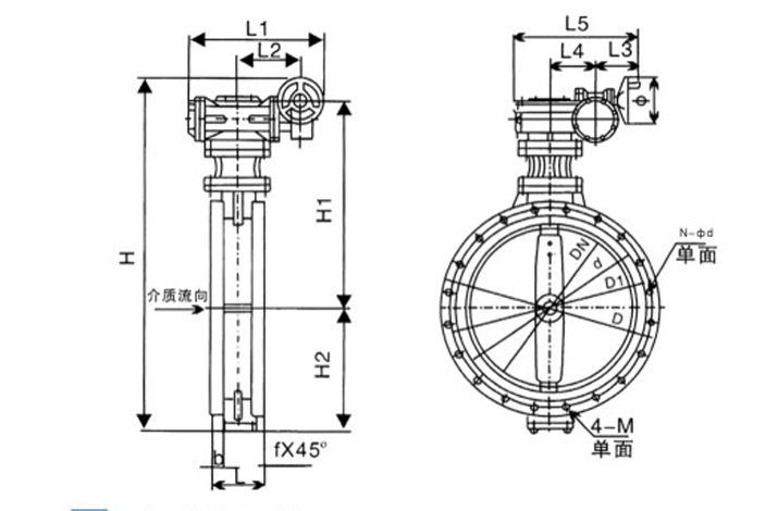 D941X电动法兰软密封蝶阀结构图